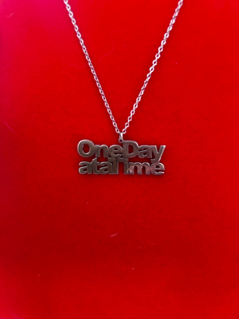 OneDay at a Time Silver Tone Pendant Necklace - Inspirational